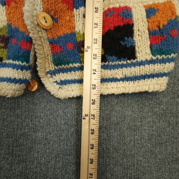 Vintage Express Tricot Cardigan Womens M/L Patchwork Wool Chunky Hand Knit READ - Picture 10 of 12